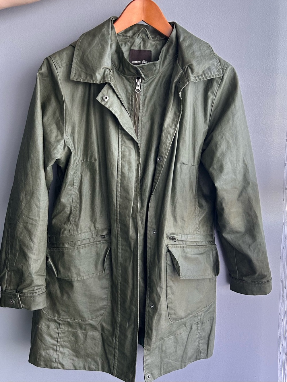 Olive Green Cotton Field Jacket - Unbranded